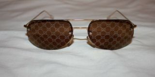 Authentic Vintage Gucci Aviator Sunglasses With Monogram Lens 2001