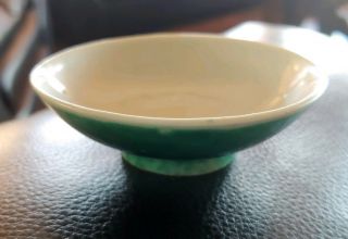Antique 19th Century Chinese Green Glaze White Rice Bowl