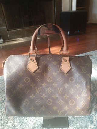 Authentic Vintage Louis Vuitton Speedy 30 Monogram Handbag With Lock And Key