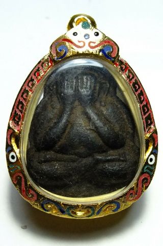 Phra Pidta Lp Tim Be 2518 Rare Clay Thai Buddha Amulet