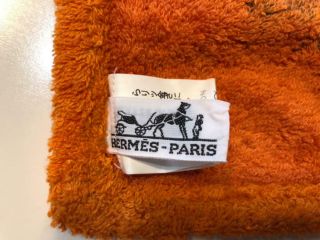 Hermes Beach Bath Towel Floor Mat Hippo Animal Orange Cotton Ornament Auth Rare 3