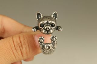 Cool 925 Silver Fashion Man / Woman Open Mouth Dog Ring Inner Diameter 0.  65 Inch