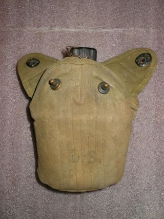 Ww2 Us Army Military Canteen Set Insulated Cover,  Cup,  Canteen Dated 1942