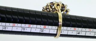 Vintage 18K 2 - tone gold 5.  75CT VS diamond & sapphire cluster cocktail ring sz 9 9