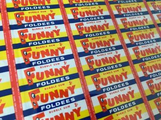 Topps Funny Foldees Rare Uncut Sheet Bubble Gum Wrappers 1949/1955 50ct Bazooka