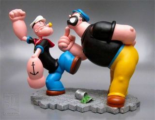 Extremely Rare Popeye Fighting Brutus Figurine Statue