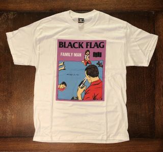 Vintage Black Flag 90s Family Man Punk Hardcore Band Nos Shirt Size Large