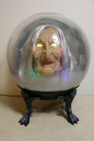 Vintage Large Size 14 " Gemmy Spirit Witch Ball Lights Sound Motion Creepy