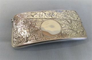 Solid Silver Curved Floral Scrolled Calling Card Case By Jones & Crompton 1903