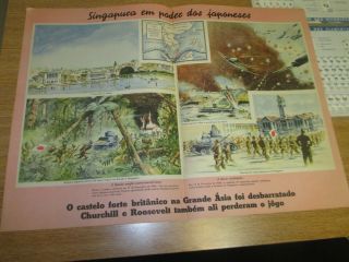 Old Poster Wwii Second World War Singapore Battle Usa Uk Japan Pacific