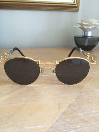 Vintage Jean Paul Gaultier Jpg 56 - 0174 Gold Frame Adjustable Sunglasses
