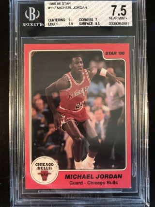 1985 - 1986 Star Basketball Michael Jordan 117 Bgs 7.  5 Nrmt - Rare 9 Centering