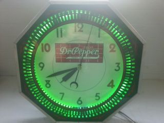 Vintage Dr Pepper Octagon Neon Spinner Clock Great Elderly Estate Find