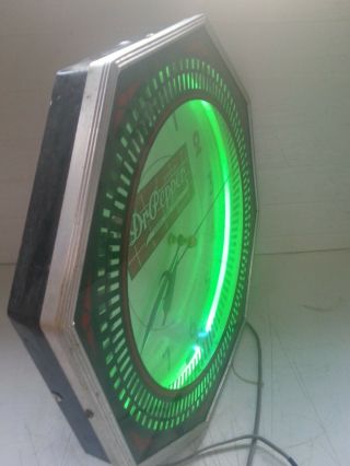 Vintage Dr Pepper Octagon Neon Spinner clock great Elderly estate find 2