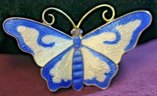 Per Killingmo Vintage Vermeil/enamel Guilloche Butterfly Brooch Ca 1960s