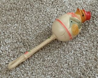 Vintage Rare Celluloid Chick Chicken Egg Easter Holiday Baby Rattle