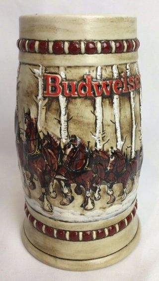 RARE BUDWEISER STEIN with AUTHENTIC GREEN CRATES by Ceramarte Holiday Woodlands 2
