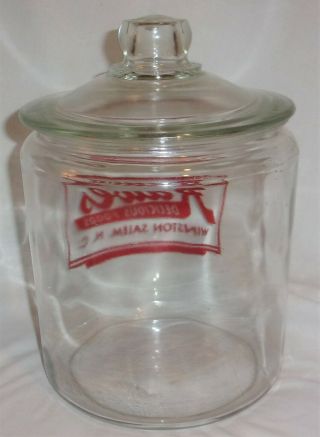 Vintage Rawls Delicious Foods Winston Salem NC Clear Glass Advertising Store Jar 3