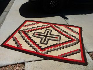 Vintage Navajo Regionl Blanket Rug Pattern 47x70 2