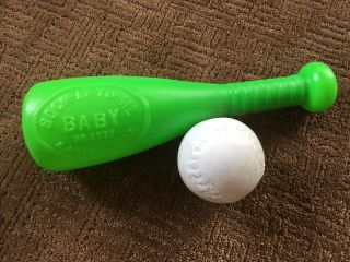 Vtg Plastic Toy Sock - It - To - Me Baby Baseball Bat & Ball Made Usa