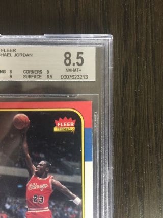 1986 Fleer 57 Michael Jordan rookie Beckett bgs Card grd 8.  5 authentic Vintage 4