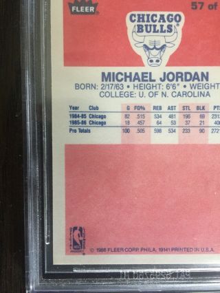 1986 Fleer 57 Michael Jordan rookie Beckett bgs Card grd 8.  5 authentic Vintage 9