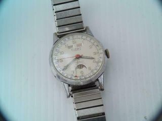 Vintage Mens Eloga Swiss Moonphase Wrist Watch Day,  Month,  Date Dial $9.  99