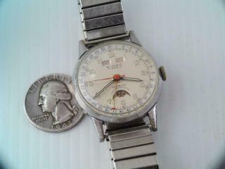 VINTAGE MENS ELOGA SWISS MOONPHASE WRIST WATCH DAY,  MONTH,  DATE DIAL $9.  99 3
