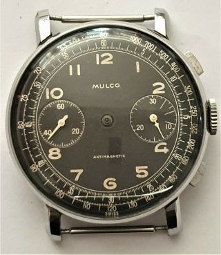 Big Vintage Mulco Stainless Steel Valjoux 22 Chronograph 40 