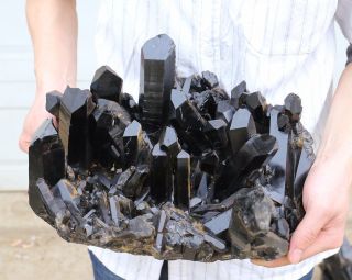 26.  97lb Natural Rare Black QUARTZ Crystal Cluster Mineral Specimen 4