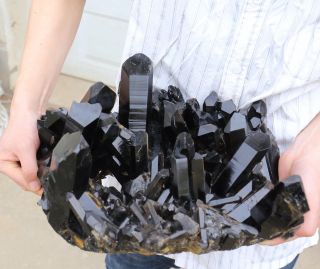26.  97lb Natural Rare Black QUARTZ Crystal Cluster Mineral Specimen 7