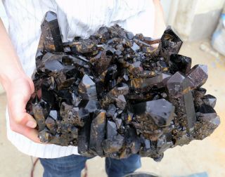 26.  97lb Natural Rare Black QUARTZ Crystal Cluster Mineral Specimen 9