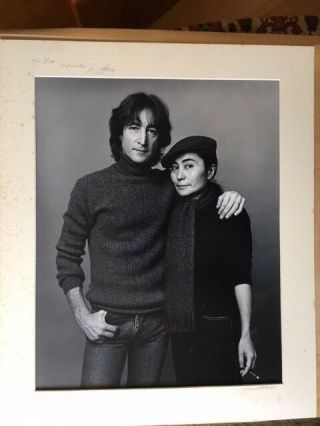 Vintage John Lennon Yoko Ono Portrait By Jack Mitchell Large Photo