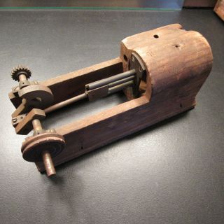 Antique Wooden Metal Hand Made Folk Art Steam Engine Generator Toy Model Vintage