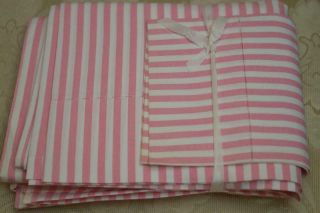 Vintage Wamsutta Percale Cotton Queen Candy Stripe Flat Sheet 2 Pillowcase108x90