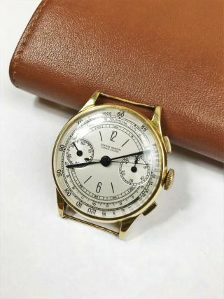 Ulysse Nardin Chronograph Vintage Mechanical Swiss Watch Valjoux 22 18k Gold