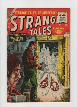Strange Tales 37 Fn - 5.  5 Vintage Marvel Atlas Comic Pre - Hero Horror Gold 10c