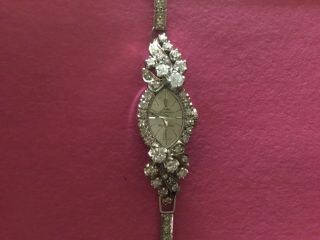 Vintage Ladies Diamond Watch 14 K White Gold