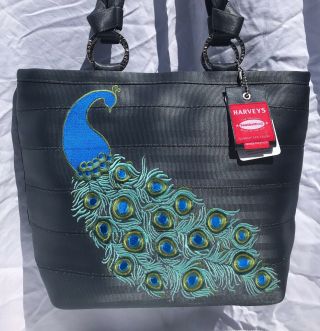 Very Rare Vintage Harveys Seatbelt Bag Peacock Embroidered Crt Purse