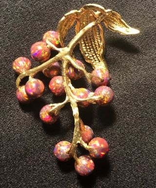14K Solid Gold Vintage Black Opal Necklace Pendant 8.  6 Grams 3