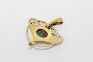 A Pretty Antique Edwardian Arts & Crafts 9ct Yellow Gold Turquoise Pendant 13727 3
