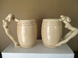 Vintage Dorothy Kindell Risque Nude Lady Mugs Set of 6,  Ashtray Signed 1950s 4