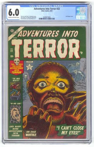 Adventures Into Terror 22 Cgc 6.  0 Vintage Marvel Atlas Comic Prehero Horror 10c