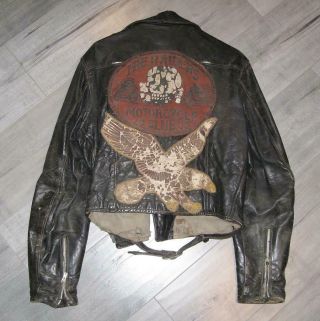 Vintage 1955 The Raiders Motorcycle Club Mc Biker Patch On Leather Vest