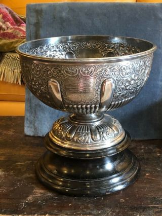 1899 Silver Plate Epbm Punch Bowl Shooting Trophy Presented By Capt Flint,  Base