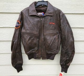 Vintage Schott Nyc Lambskin Leather Flight Jacket - Size 42 Made In Usa