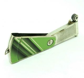 Vintage JMCO IMCO 3400 Klips Deco Green Enamel Swing Out Purse Lighter 4