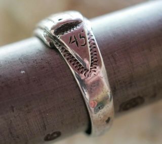 WWII Soldiers Ring Sterling Silver and gold Trench Art Engraved Manila 1945 8.  5 5