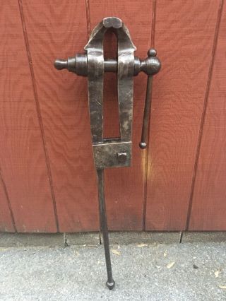 Antique Blacksmith Post Leg Vise 4 1/2” Jaws 41” Tall Forging Tool Blacksmithing