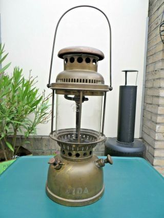 Rare Antique Aida 214 Pressure Lantern Full Brass For His Age 1930 / 1940
